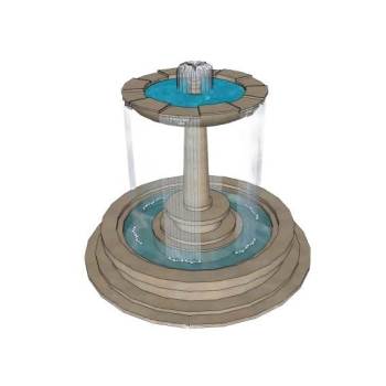 欧式风格喷泉水池景观su模型 SU模型下载