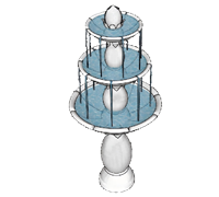 欧式三层喷泉流水景观su模型
