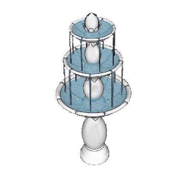 欧式三层喷泉流水景观su模型 SU模型下载