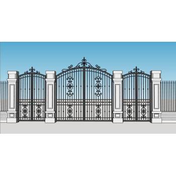 欧式铁艺大门栏杆su模型 SU模型下载
