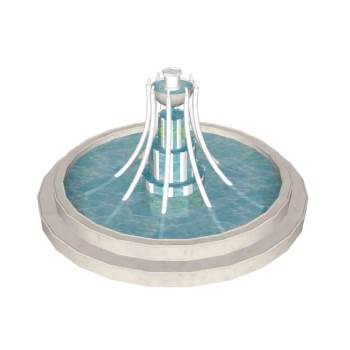 欧式喷泉景观水池su模型 SU模型下载