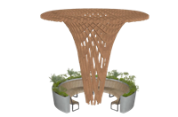 木制廊架景观座椅su模型