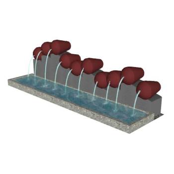 景观流水景墙水柱su模型 SU模型下载