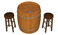 酒桶吧台桌椅su模型
