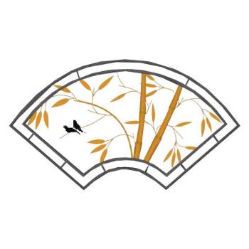 扇形装饰画竹子小鸟su模型 SU模型下载
