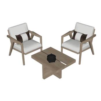 扶手椅茶几su模型 SU模型下载