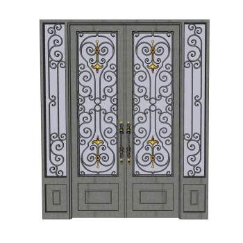 铁艺雕花大门su模型 SU模型下载