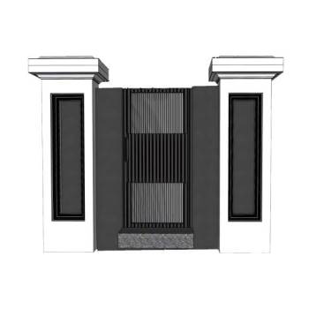 简约风格的金属栅栏式院门su模型 SU模型下载