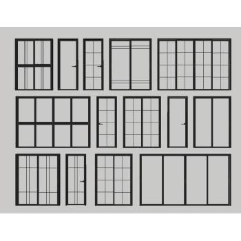 多款玻璃门su模型 SU模型下载