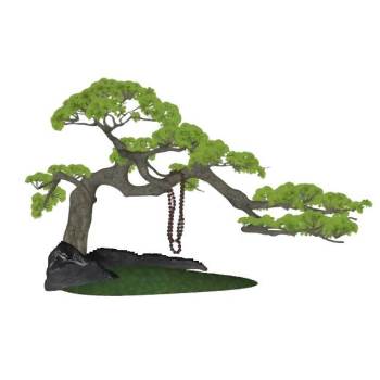 禅意罗汉松和佛珠su模型 SU模型下载
