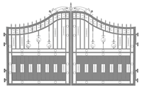 中式古典风格的对开铁艺庭院大门su模型
