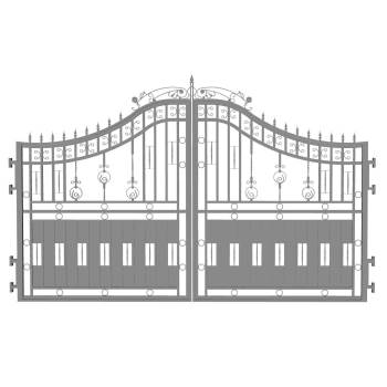 中式古典风格的对开铁艺庭院大门su模型 SU模型下载