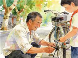 水彩画:50岁男子坚持12年自费做好事