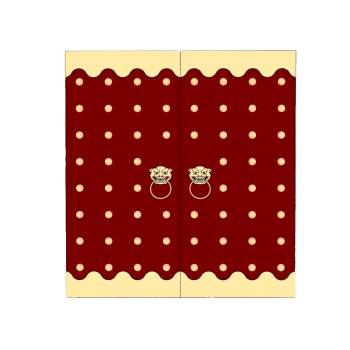 中式朱门王府大门带门扣su模型 SU模型下载