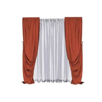 欧式双层落地窗帘组合su模型 SU模型下载