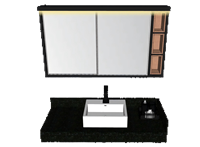 [浴室]浴室柜镜子带发光灯带台上盆su模型