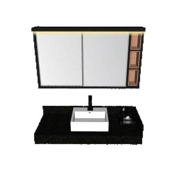 浴室柜镜子带发光灯带台上盆su模型 SU模型下载