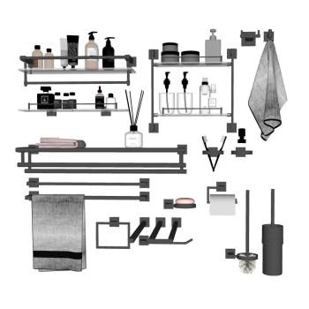 毛巾架沐浴露及马桶刷su模型 SU模型下载