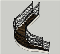 [楼梯]螺旋式旋转铁艺楼梯su模型