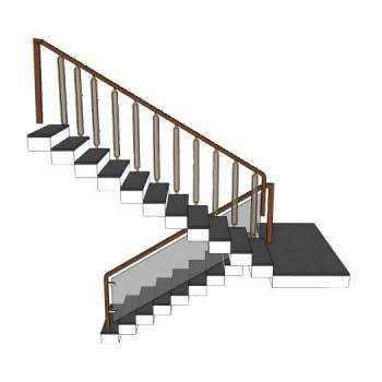 L型转角楼梯su模型 SU模型下载