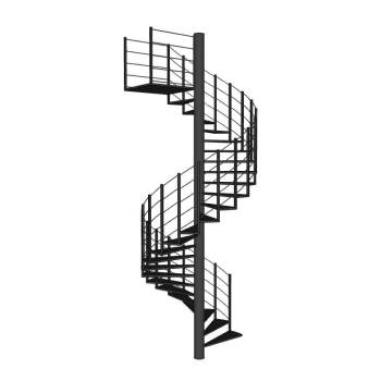 简约风格的黑色螺旋楼梯su模型 SU模型下载