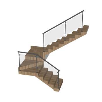 现代简约风格的L型转角楼梯su模型 SU模型下载