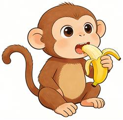 简笔画:小猴子吃香蕉