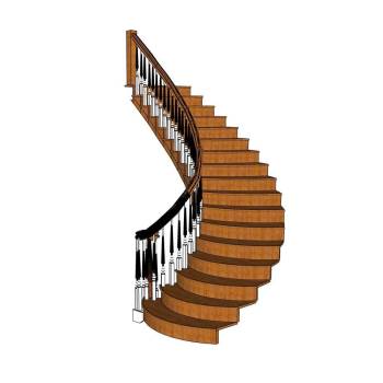 简约风格的弧形楼梯su模型 - SU模型免费下载_sketchup模型