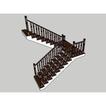 转角式中式楼梯su模型 - SU模型免费下载_sketchup模型