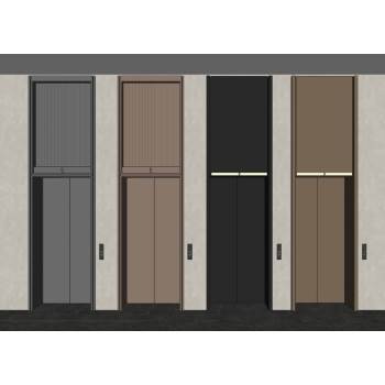 电梯门电梯厅su模型 SU模型下载