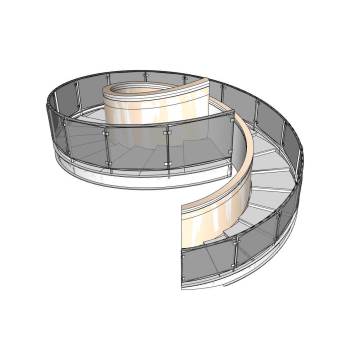 简约风格螺旋楼梯su模型 SU模型下载