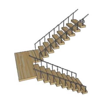 L形转角木质楼梯su模型 - SU模型免费下载_sketchup模型