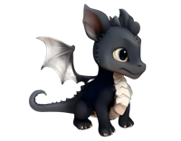 [动物]3D卡通黑色小龙角色模型