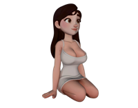 [人物]盘腿坐的卡通女生su模型