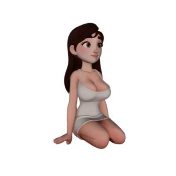 盘腿坐的卡通女生su模型 SU模型下载