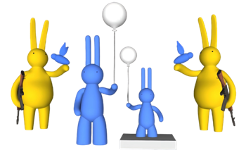 [雕塑]兔子抽象雕塑草图模型