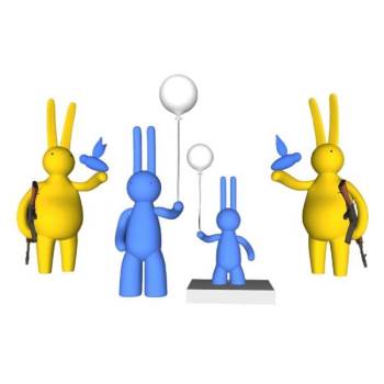 兔子抽象雕塑草图模型雕塑SU模型 SU模型下载