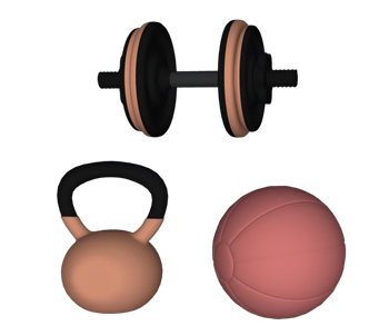 [体育]瑜伽健身器材哑铃壶铃和药球 SU模型网站