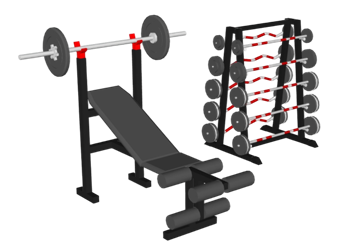 [体育]健身器材举重杠铃架 草图大师模型下载