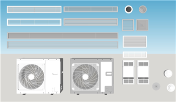 [家电]空调外机和空调出风口 草图大师模型库