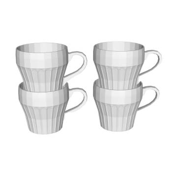 白色陶瓷咖啡杯子装饰SU模型 SU模型下载