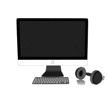 iMac苹果电脑一体机带耳机家电SU模型 SU模型下载