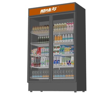 [家电]双门立式商用冷藏展示柜 草图大师素材库