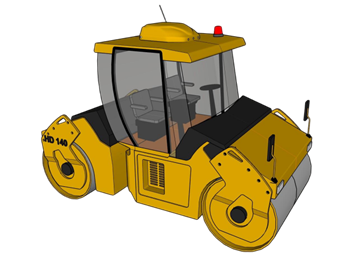 [机械]双钢轮压路机 SU模型网