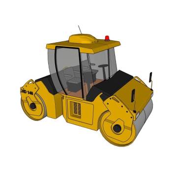 双钢轮压路机机械SU模型 - SU模型免费下载_sketchup模型