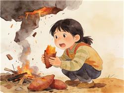 水彩画:爱吃烤红薯的人天塌了