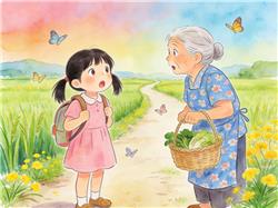 水彩画:女生悄悄回乡给外婆惊喜, 竟半路相遇