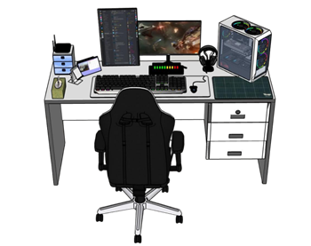 [办公]电脑桌个人工作站 草图大师模型下载