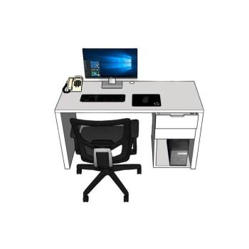 电脑办公桌工作站办公SU模型 - SU模型免费下载_sketchup模型