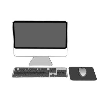 电脑一体机键盘鼠标办公SU模型 SU模型下载